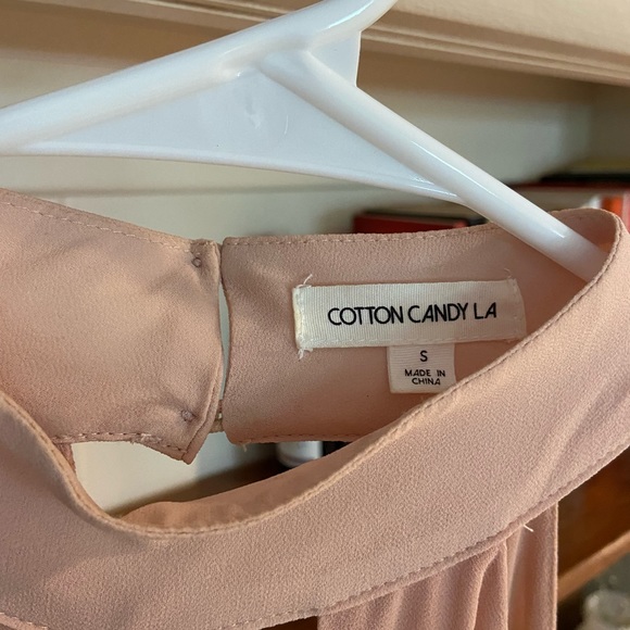 High Neck Light Pink Low Back and Low Cut Romper with Tie in Front - Size Small - Picture 3 of 4